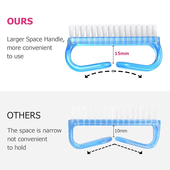 Handle Grip Nail Brush, Hand Fingernail Brush Cleaner Scrubbing Kit Pedicure for Toes and Nails Men Women (4 Pack)