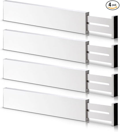 4 Pack Bamboo Drawer Dividers, Adjustable Length from 12 Inch to 17 Inch by BESHOF