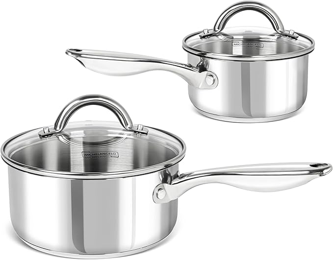 MICHELANGELO Saucepan Set 4pc, 18/10 Stainless Steel Sauce Pan by Michelangelo