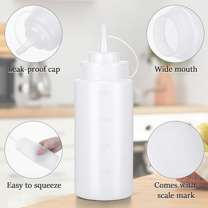 Condiment Squeeze Bottles Ketchup Dispenser, 6 Pack 16oz Squeeze Bottles - Image 3