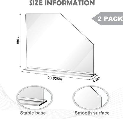 Vesici 2 Pcs Clear Acrylic Sink Splash Guard Freestanding Panel Barrier - Image 2