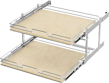 ROOMTEC 2 Tier Individual Pull Out Cabinet Organizer 25½"W x 21½"D, Slide Out by ROOMTEC