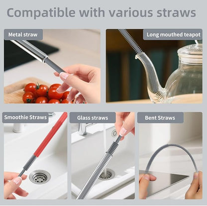 4PCS Silicone Straw Cleaner Brush, Reusable Straw Brush Extra Long - Image 5