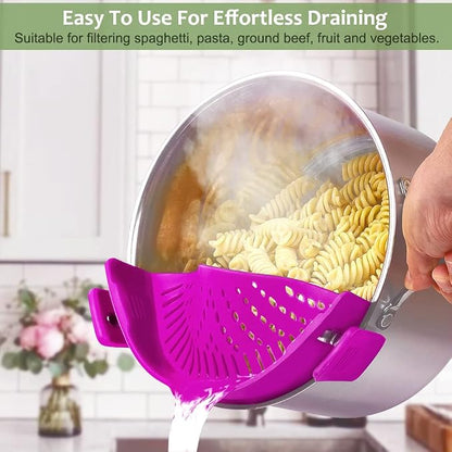 YEVIOR Clip on Strainer for Pots Pan Pasta, Silicone Food Strainer Hands-Free - Image 6