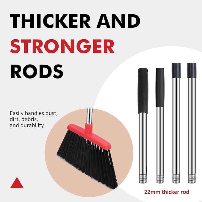 Heavy Duty Broom, 55 Inch Long Handle Outdoor Large Angle Brooms, Commercial - Image 5