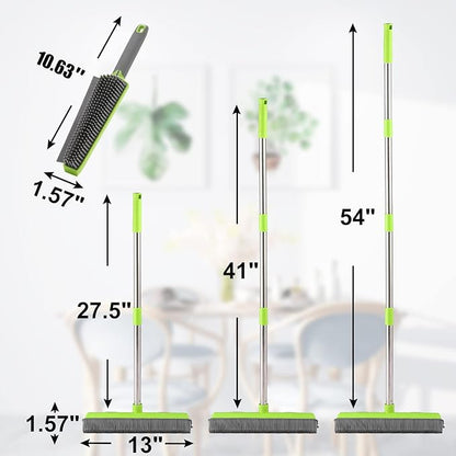 Rubber Broom with Squeegee for Carpet Pet Hair Remover, 57 inch Long Handled - Image 5