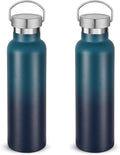Neihepal 20 oz Insulated Water Bottles Bulk 2 Pack,Stainless Steel Double Wall Sport Bottle with Lid of Handle,Metal Reusable Thermoses Flask for School,Cyclists,Hikers,Gift (Dark Night,Set of 2)