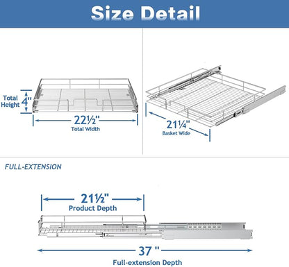 ROOMTEC Pull Out Cabinet Organizer, Cabinet Pull Out Shelves 22½" W x 21½" D - Image 3