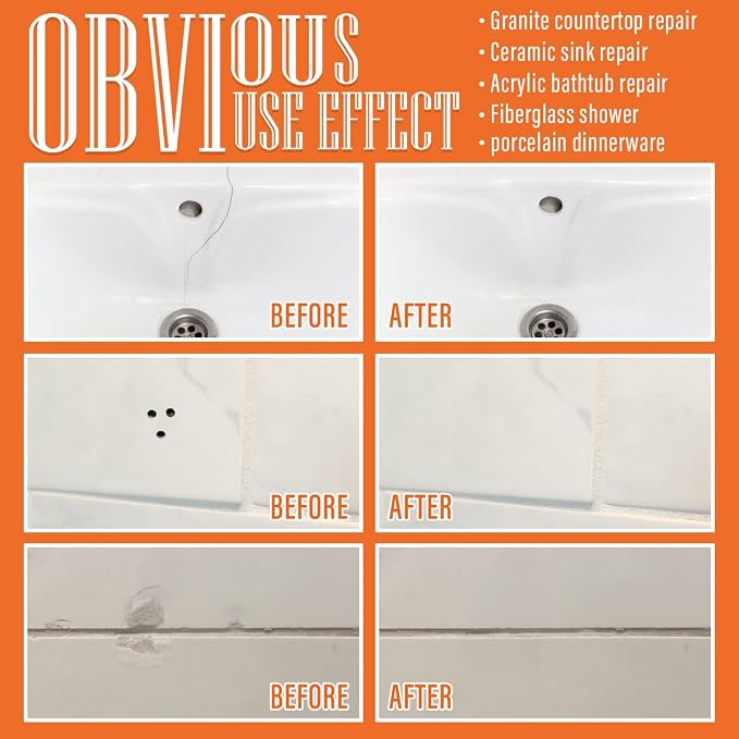 Porcelain Repair Kit White, High-Gloss Chipped Sink & Tile Repair Kit to - Image 4