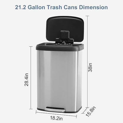 21 Gallon Kitchen Trash Can, Stainless Steel Garbage Can - Image 2