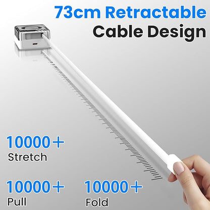 Nillkin FlexLine 65W for Retractable Wall Charger(GaN6), Dual-Port with 28.7in Retractable USB C Cable + 39.3in USB C Cable(Extra), iPhone Charger, MacBook, iPad, Samsung, Fast Charger - White