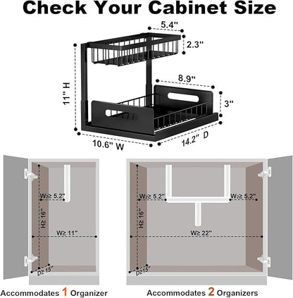 REALINN Under Sink Organizer, L-Shaped 2 Tier Pull Out Cabinet Organizer - Image 2