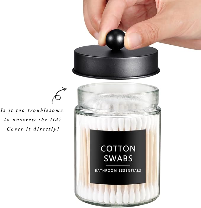 SheeChung Qtip Dispenser Holder 1pcs, Glass apothecary jars - Image 4