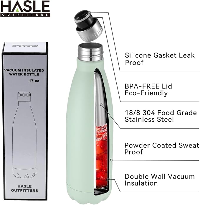 HASLE OUTFITTERS 17oz Stainless Steel Water Bottles Bulk, Vacuum Insulated - Image 2