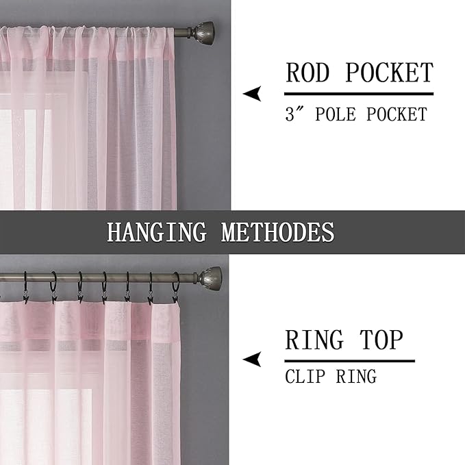 Tollpiz Short Sheer Curtain Linen Textured Living Room Curtains Sheer Light - Image 5