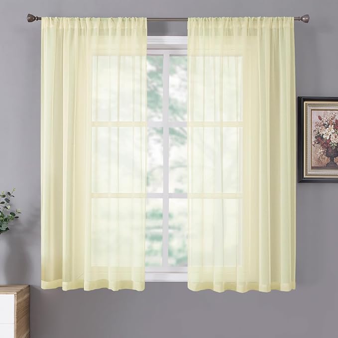 Tollpiz Sheer Curtains Linen Textured Living Room Curtain Sheers Light by Tollpiz