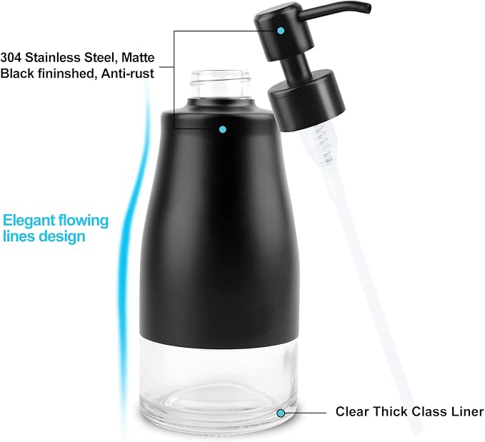 AUMIO Soap Dispenser with Stickers, Stainless Steel Case Glass Liner Hand Pump - Image 3