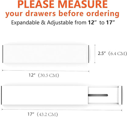 4 Pack Bamboo Drawer Dividers, Adjustable Length from 12 Inch to 17 Inch - Image 3