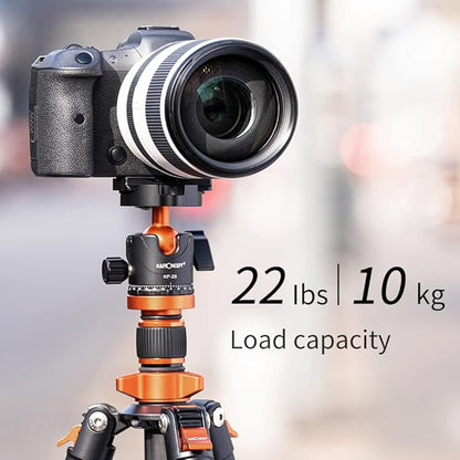 K&F Concept 63" Carbon Fiber Camera Tripods,D254C1+BH-28L Compact Tripod with Detachable Monopod, Metal Ball Head 22lbsLoad Capacity with Quick Release Plate for SLR DSLR Digital Camera/Camcorder