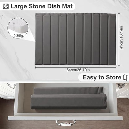 Large Stone Dish Drying Mat for Kitchen Counter, 25.2" × 16.1" Quick Dry - Image 6