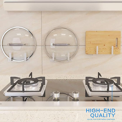 Stainless Steel Wall Mounted Pot Lid Holder Organizer Cutting Board Storage - Image 5