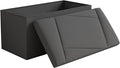 Folding Storage Ottoman Bench, 30 Inches End of Bed Bench Folding Ottoman Storage for Bedroom, Entryway and Living Room, 30"x15"x15",Dark Gray