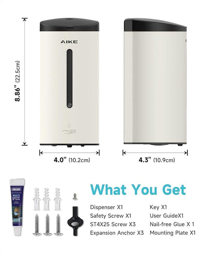 AIKE Automatic Wall Mount Liquid Soap Dispenser, Commercial Stainless Steel - Image 8