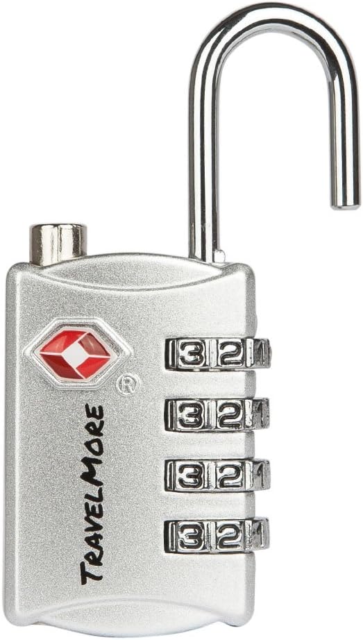 TSA Luggage Locks with 4 Digit Combination – Heavy Duty Set Your Own Padlocks for Travel, Baggage, Suitcases & Backpacks – 1 Pack Silver