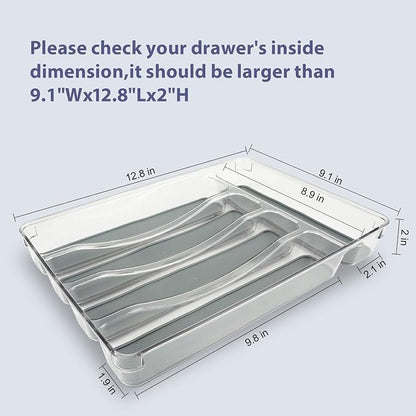 5 Compartments Silverware Tray for Drawer, Plastic Utensil Cutlery Drawer - Image 2
