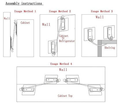 Furniture Anchors 4 Pairs No Drill Heavy Duty Anchors Fridge Lock Adjustable - Image 7
