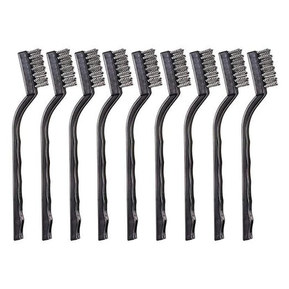 9PCS MINI Wire Brushes, Stainless Steel Brush Set, Curved Handle Scratch by YiwerDer