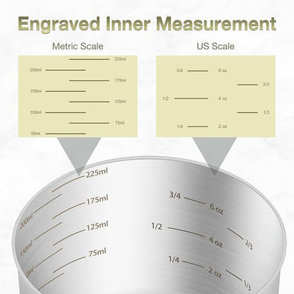 2PCS 1Cup Single Measuring Cup, Etched Inner Scale Stainless Steel Measure Scoop - Image 3
