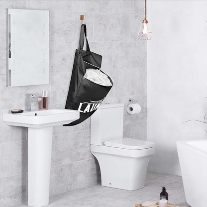 Fiodrimy 2 Pcs Large Travel Laundry Bags - Washable Waterproof Wet Clothes Bags for Gym, Swimming, Yoga & College Dorm (Black+Pink)