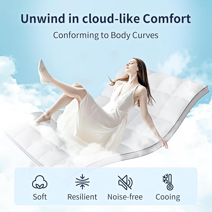 Mattress Topper Full Mattress Pad Cover Mattress Protector - Image 2