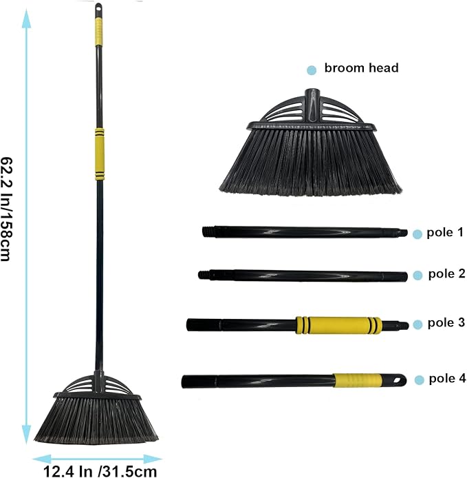 Four-Section Rod Long-Handled Broom, Heavy-Duty Broom, Angle Broom - Image 3