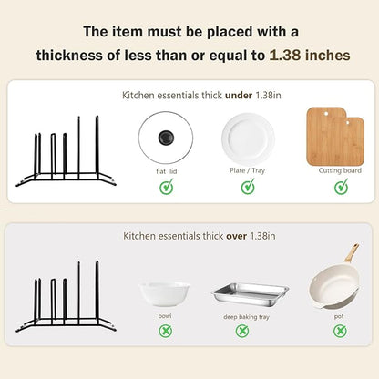 Pot Lid Organizer and Cutting Board Holder, Stainless Steel Kitchen Storage Rack - Image 2