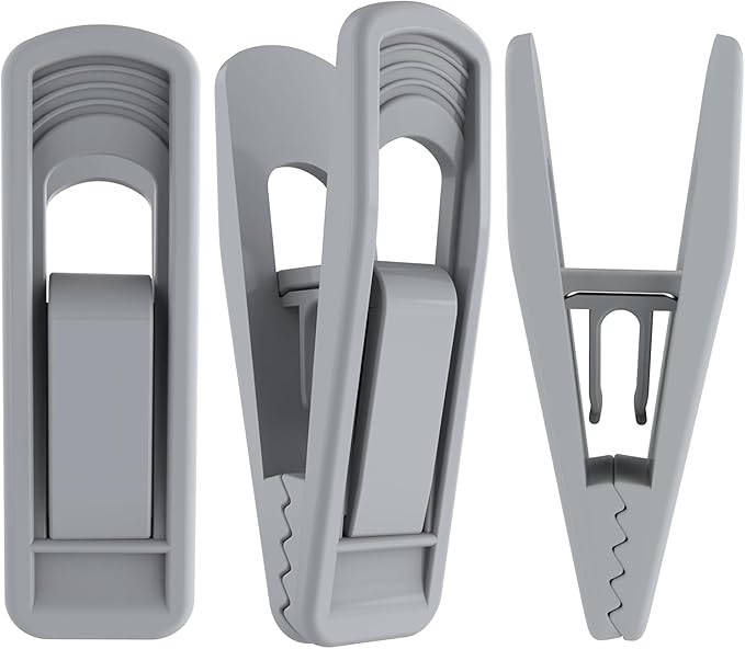 Hanger Clips Perfect for Velvet Hangers (Grey, 20 PCS), Strong Plastic Clips Pant Skirt Hanger Clips for Grey Flocking Felt Hangers
