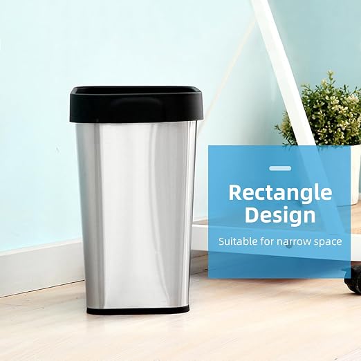 3 Pack Stainless Steel Trash Can 3 Gallon, Open Top Trash Can, Rectangle - Image 4