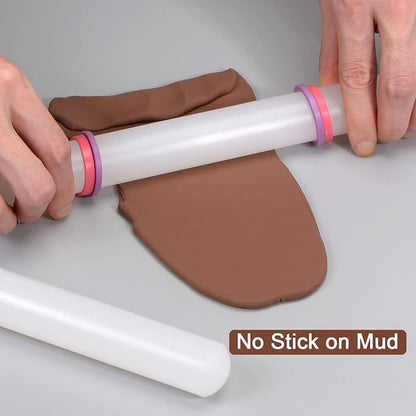 HARFINGTON 13 Inch x 0.98 Inch PP Plastic Non-Stick Fondant Rolling Pin - Image 5