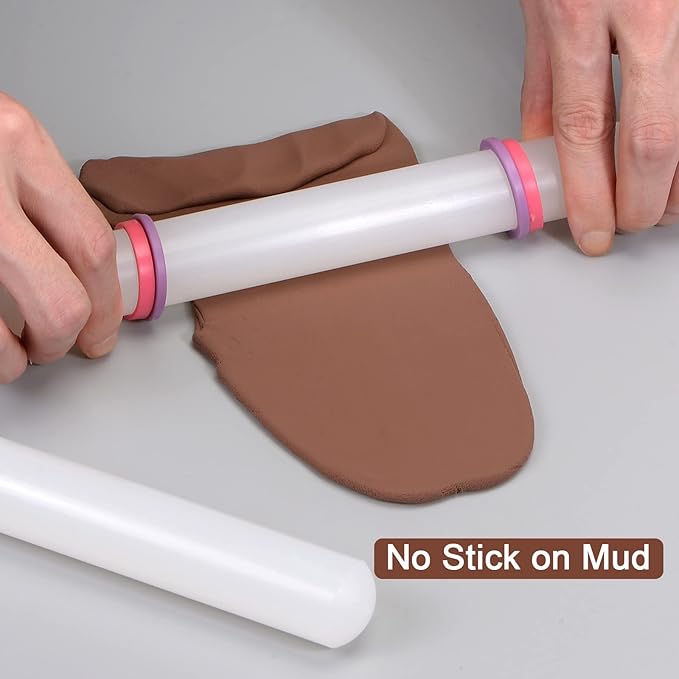 HARFINGTON Fondant Rolling Pin 9 Inch x 0.98 Inch PP Plastic Non-Stick Fondant - Image 5