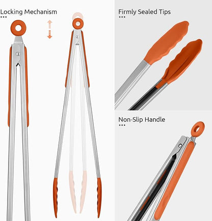 600ºF Heat Resistant Kitchen Tongs: U-Taste 16 inch Extra Long Large Silicone - Image 6
