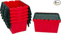 Akro-Mils KeepBox 12 Gallon Storage Container, Nesting and Stackable Plastic Storage Box with Lid Attached, Clear Tote for Garages, Closets, and Moving, 21-1/2" x 15" x 12-1/2", Red/Green, 6-Pack