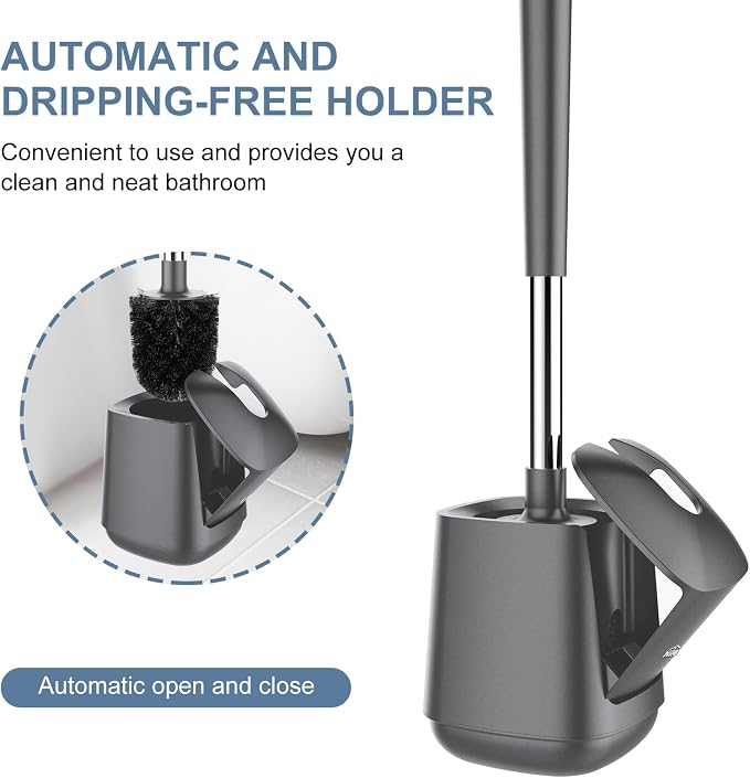 SetSail Toilet Brush and Holder 4 Pack, Self Closing Lid Toilet Bowl Brushes - Image 4