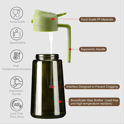 SWEET VIEW 2PCS Olive Oil Dispenser and Oil Sprayer – 16oz/470ml Glass - Image 5