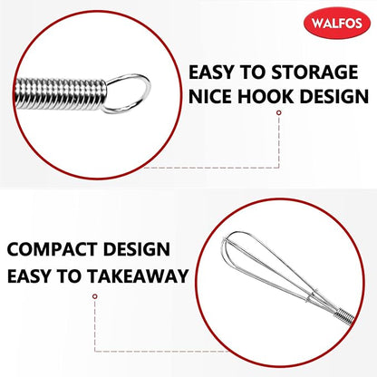 Walfos Mini Whisk, Non-Rust 304 Stainless Steel, 6+8 Inch, Heat Resistant 450 - Image 5