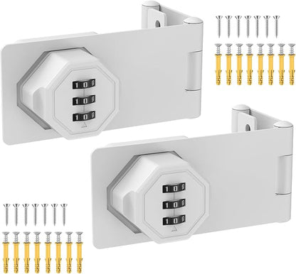 90 Degree 3-Digit Combination Cabinet Lock, Zinc Alloy Keyless Folding Hasp by BiceNoning