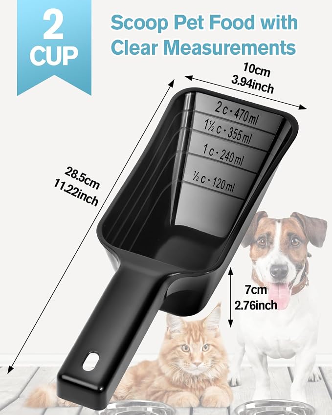 2 Cup Dog Food Scoop, Plastic Pet Food Scoop - Image 2