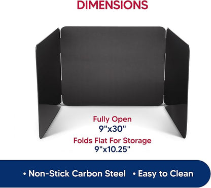 HIC Kitchen 3-Sided Splatter Guard, Non-Stick Carbon Steel, Heat Safe, Folds - Image 6