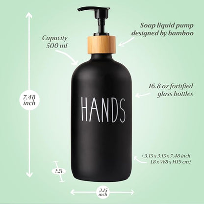 LOOCHICA Black Glass Kitchen Soap Dispenser, Detergent Dispenser or Hands Soap - Image 4