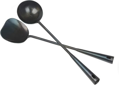 ZhenSanHuan Chinese Traditional HandMade Iron Spatula & Ladle Wok Tool Set by %E8%87%BB%E4%B8%89%E7%8E%AF